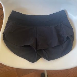 Black Lululemon Speed Up Shorts: size 2, length 2.5